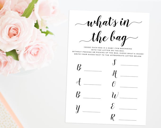 What's in the Bag Baby Shower Game Printable Baby Shower Etsy