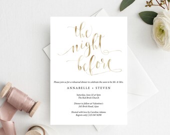 Gold Foil Rehearsal Dinner Invite, Printable Rehearsal Dinner Invitation, Wedding Rehearsal Invite, PDF Instant Download