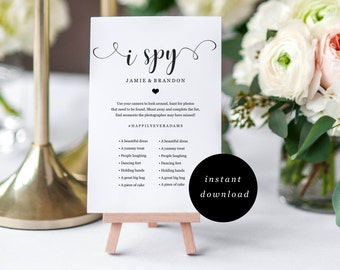Details about   Wedding Sign Poster Print Rustic Floral Wood I Spy Disposable Camera 