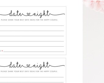 Printable Date Night Cards, Printable Bridal Shower Game, Date Night Ideas Cards, Date Night Cards, Bridal Shower Games