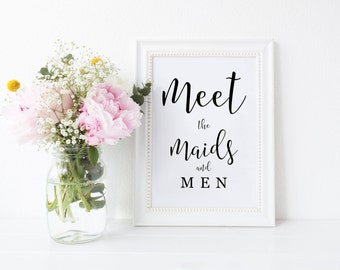 Meet the Maids & Men Sign, Wedding Party Sign, Printable Receiving Line Sign, Maids and Men Wedding Sign, Bridesmaids Groomsmen