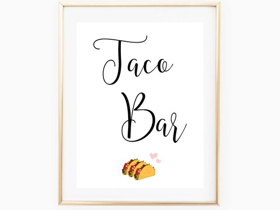 Printable Taco Bar Sign Taco Bar Sign Wedding Taco Toppings Etsy