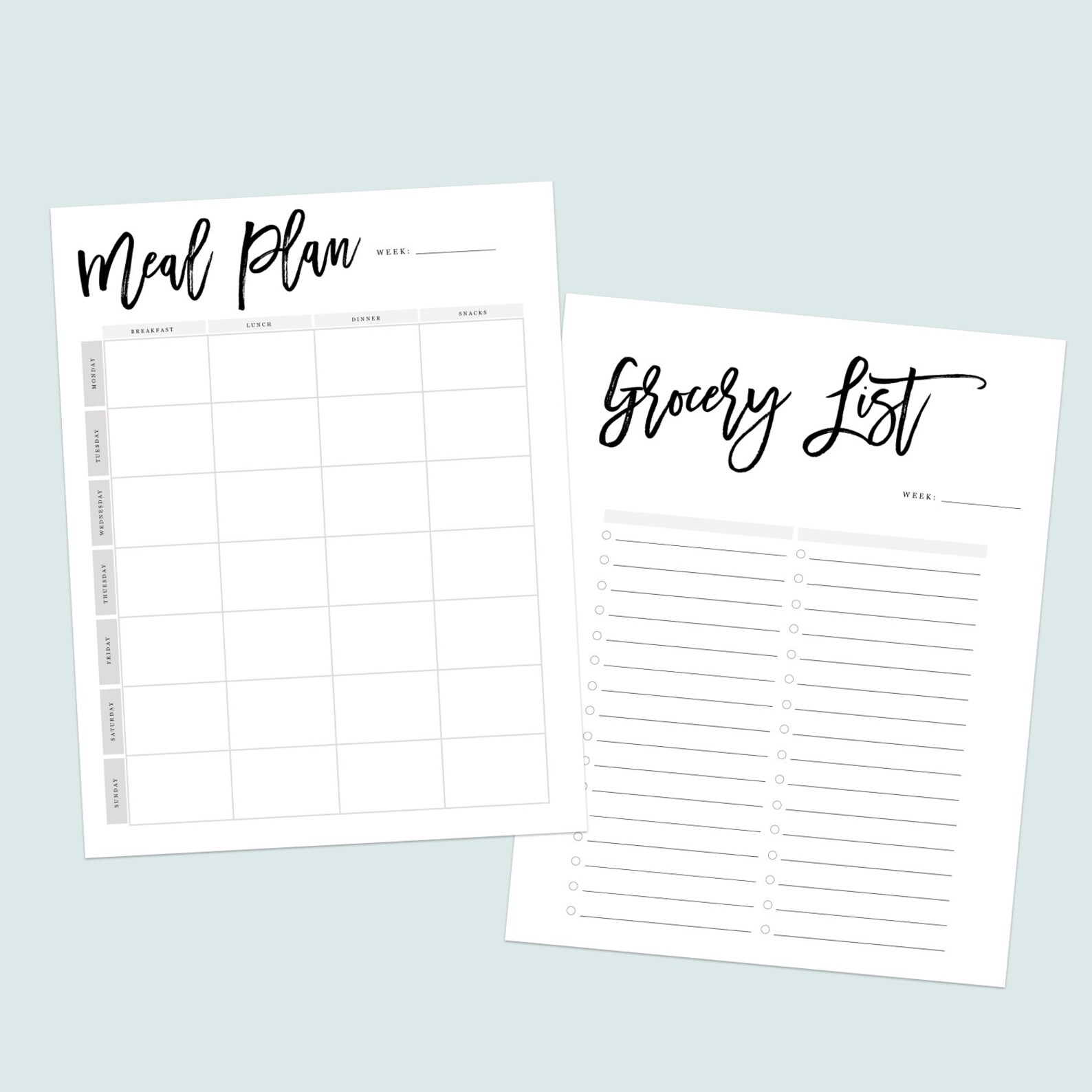 Printable Grocery List Printable Meal Planner Meal Planning | Etsy