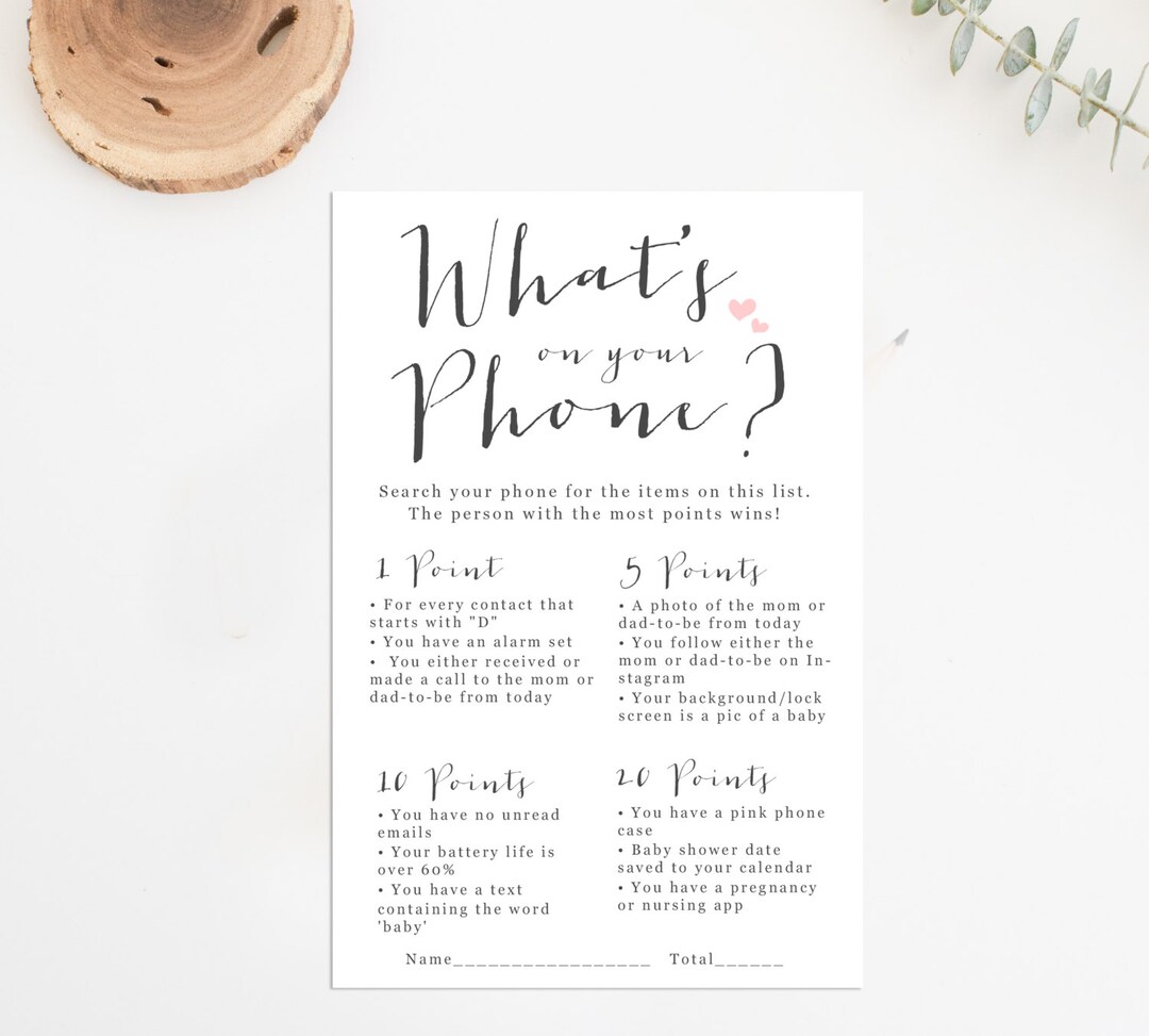 What s on Your Phone Printable Printable Baby Shower Game Baby Shower What s on Your Phone Printable Printable Baby Shower Game Baby Shower