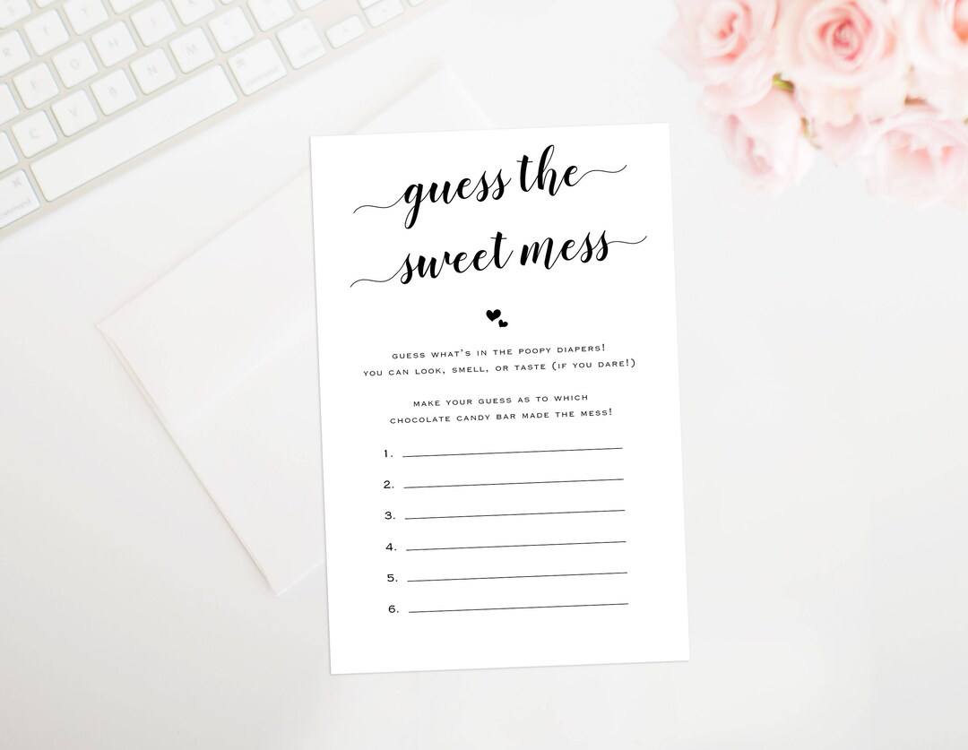 Guess the Mess Baby Shower Game, Baby Shower Printable, Baby Shower