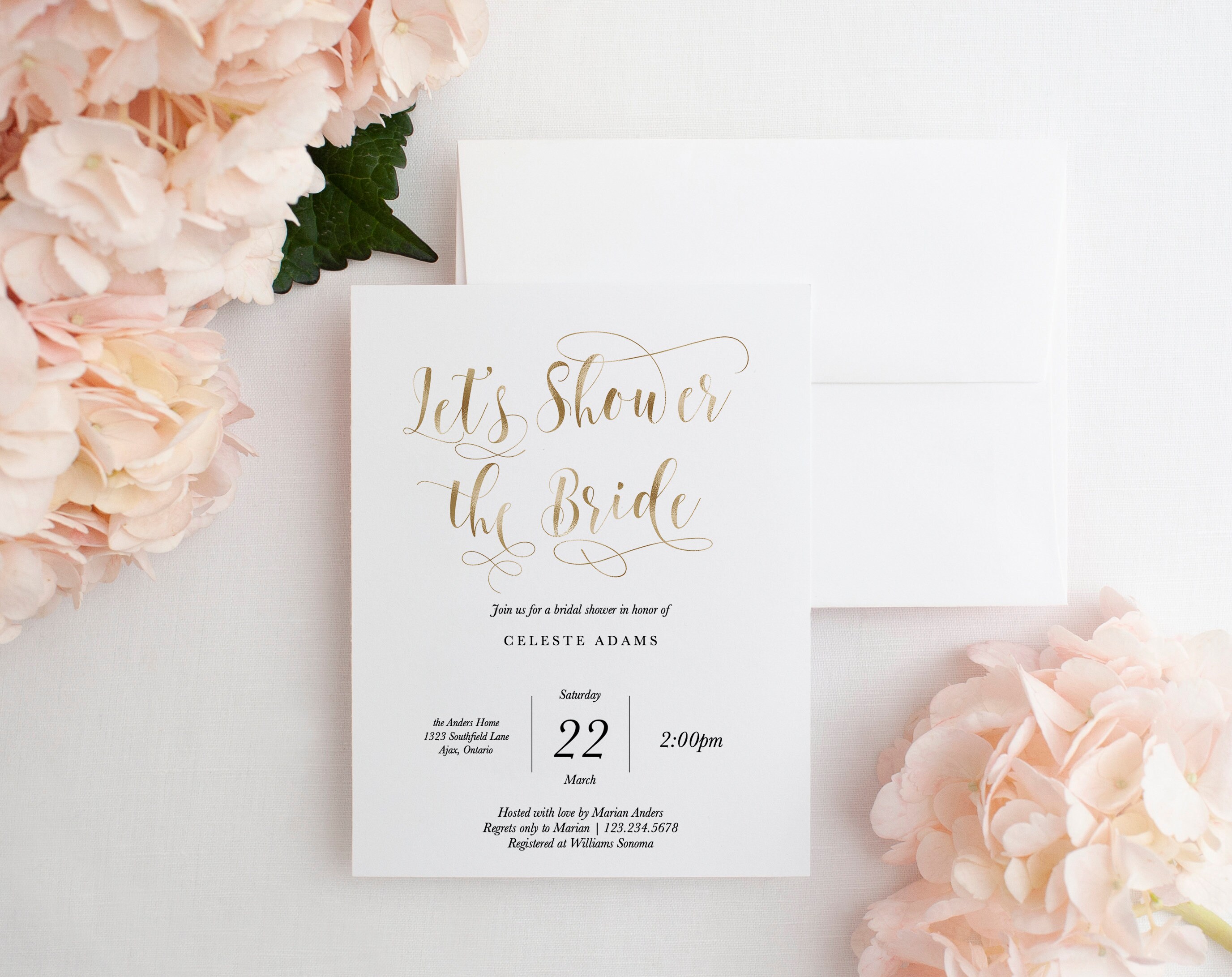 Gold Bridal Shower Invitation Luncheon 50