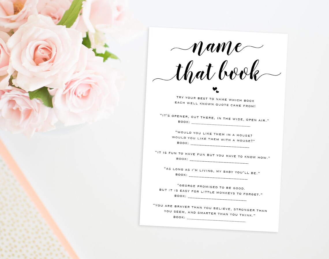 Printable Children's Book Quiz Baby Book Game Baby Etsy