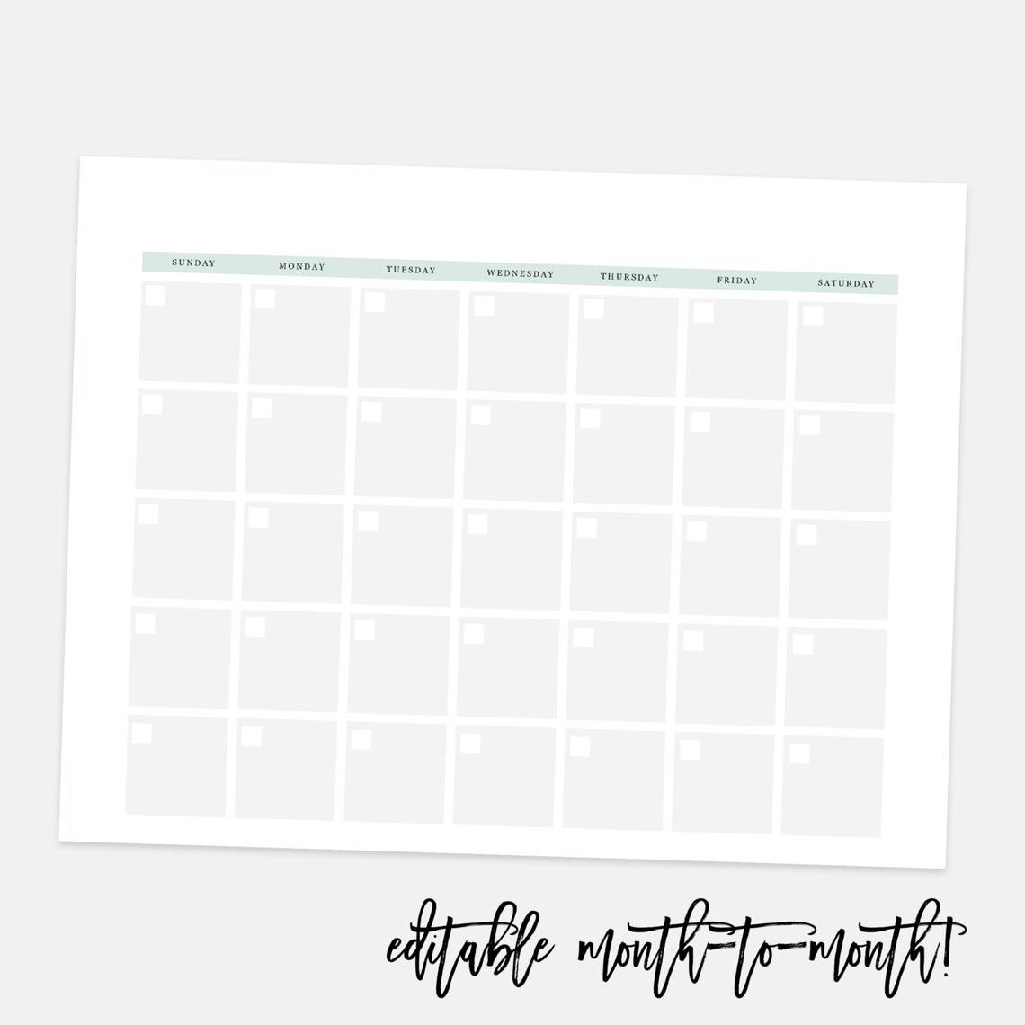 Editable Monthly Calendar Reusable Monthly Calendar 2017 Etsy