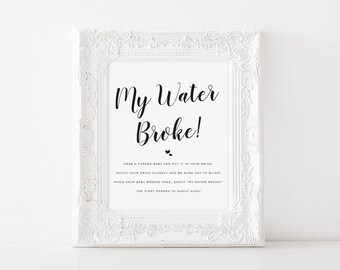 My Water Broke Game Printable Baby Shower Game Baby Shower | Etsy