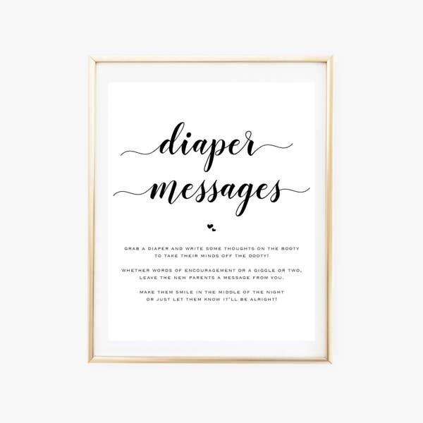 Printable Diaper Message Game, Late Night Diapers Baby Shower Game, Baby Shower Game, Printable Baby Shower Game