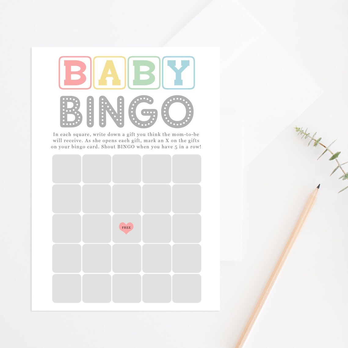 Printable Baby Shower Bingo Game Baby Bingo Baby Shower - Etsy