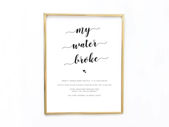 My Water Broke Game Printable Baby Shower Game Baby Shower | Etsy