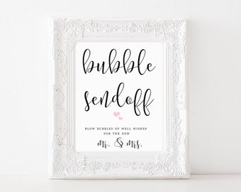 Bubble Send Off Sign, Blow Bubbles Sign, Wedding Send Off, Wedding Sign, Printable Bubble Sendoff Sign, Wedding Sendoff Sign