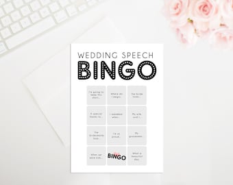 Printable Wedding Speech Bingo Cards, Wedding Bingo, Wedding Game, Wedding Speech Bingo, Wedding Printable