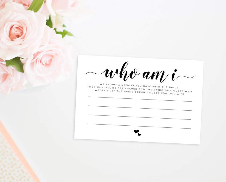 Who Am I Bridal Shower Game Printable Bridal Shower Game Etsy Canada