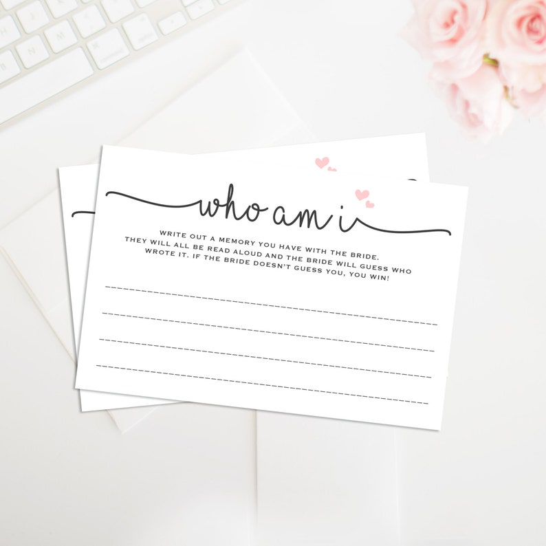 Who Am I Bridal Shower Game Printable Bridal Shower Game Etsy