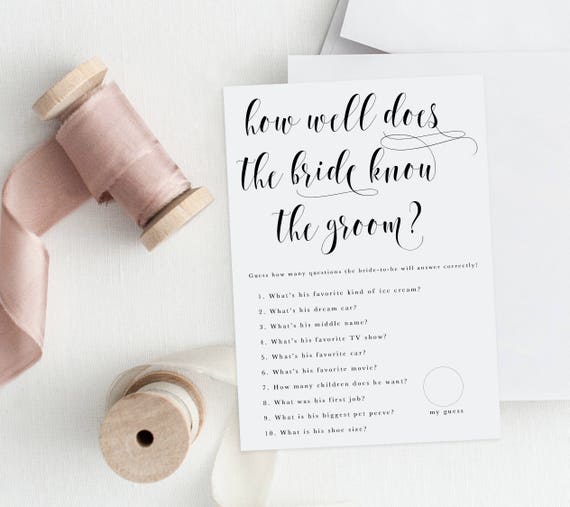 How Well Does the Bride Know the Groom Get to Know the Groom Etsy