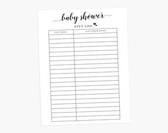 Baby Shower Gift Log, Baby Gift Tracker, Baby Shower Gift + Giver Log, Baby Shower Printable, Baby Shower Gifts