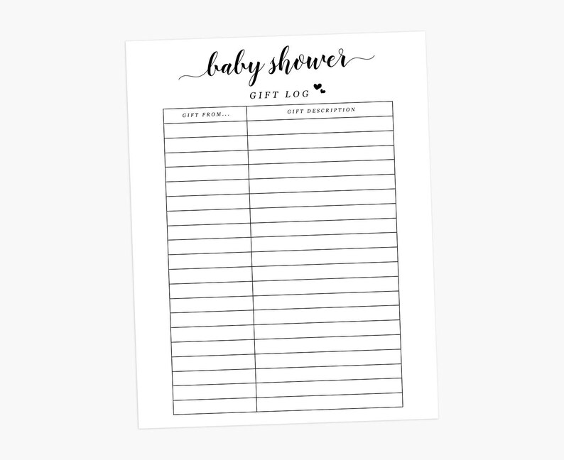 Baby Shower Gift Log Baby Gift Tracker Baby Shower Gift Etsy Baby Shower Gift Log Baby Gift Tracker Baby Shower Gift Etsy