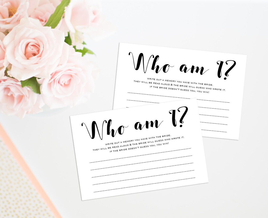 Who Am I Bridal Shower Game Printable Bridal Shower Game Etsy Canada
