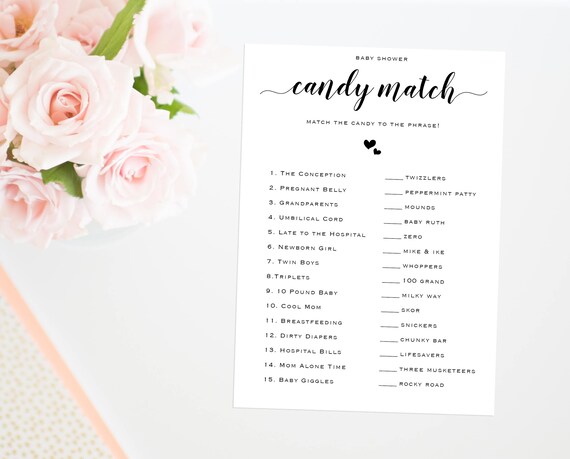 Baby Shower Candy Match Game Printable Baby Shower Game - Etsy