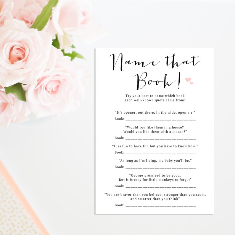 Printable Children's Book Quiz Printable Baby Shower Etsy