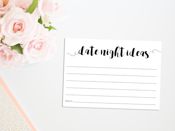 Printable Date Night Cards Printable Bridal Shower Game Date | Etsy