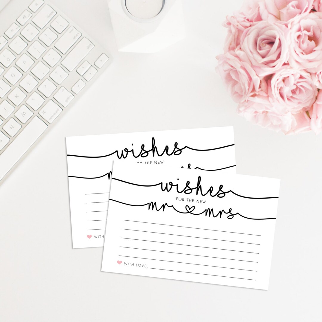 Wishes for the New Mr and Mrs, Printable Wedding Wish Cards, Printable ...