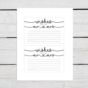 Wishes for the New Mr and Mrs, Printable Wedding Wish Cards, Printable ...