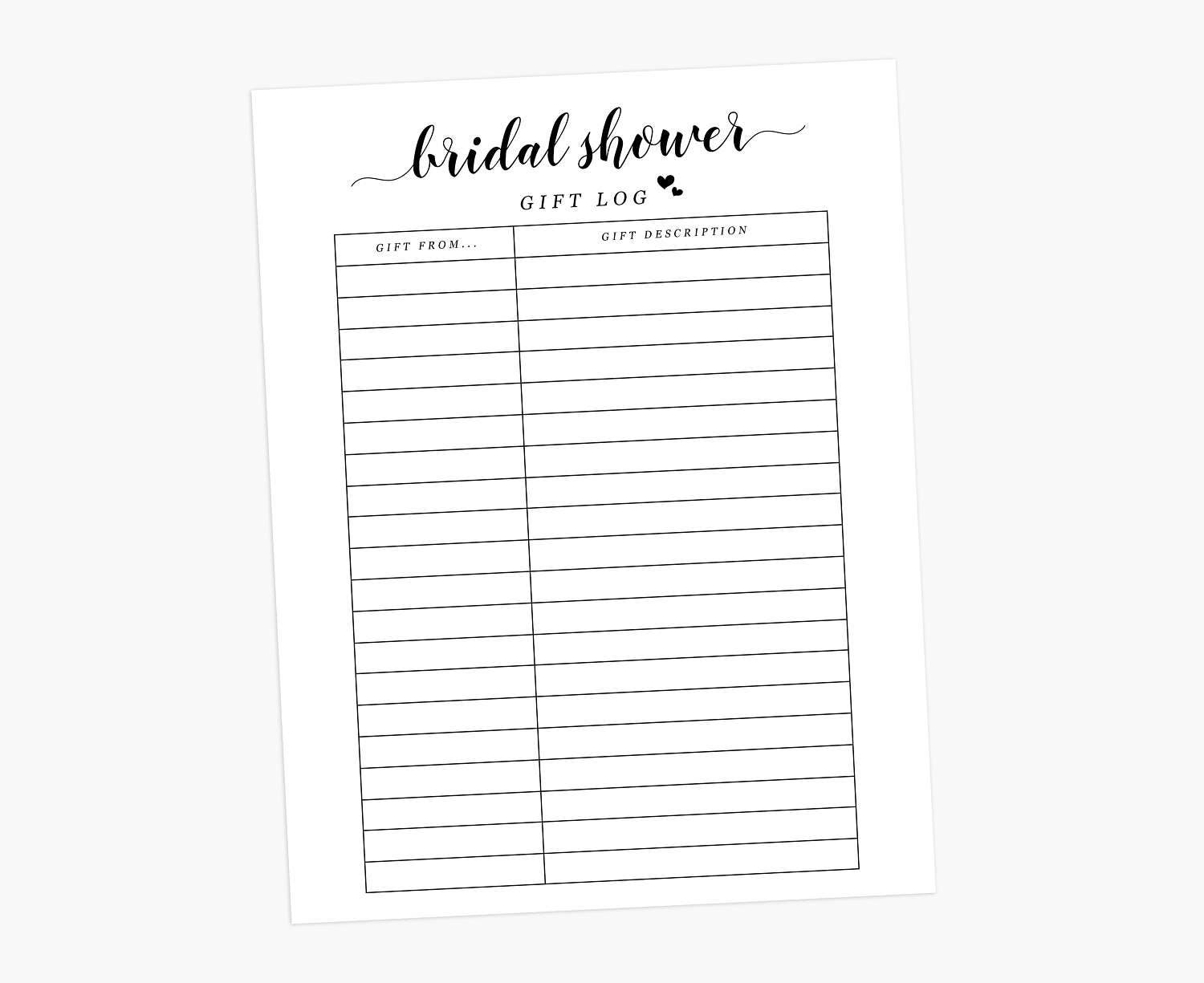 bridal shower gift log bridal gift tracker bridal shower