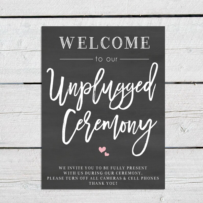 Printable Unplugged Ceremony Sign Chalkboard Unplugged | Etsy