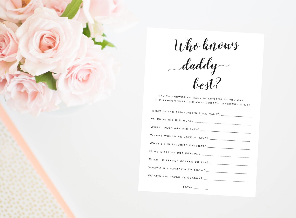 Who Knows Daddy Best Baby Shower Game Printable Baby Shower - Etsy