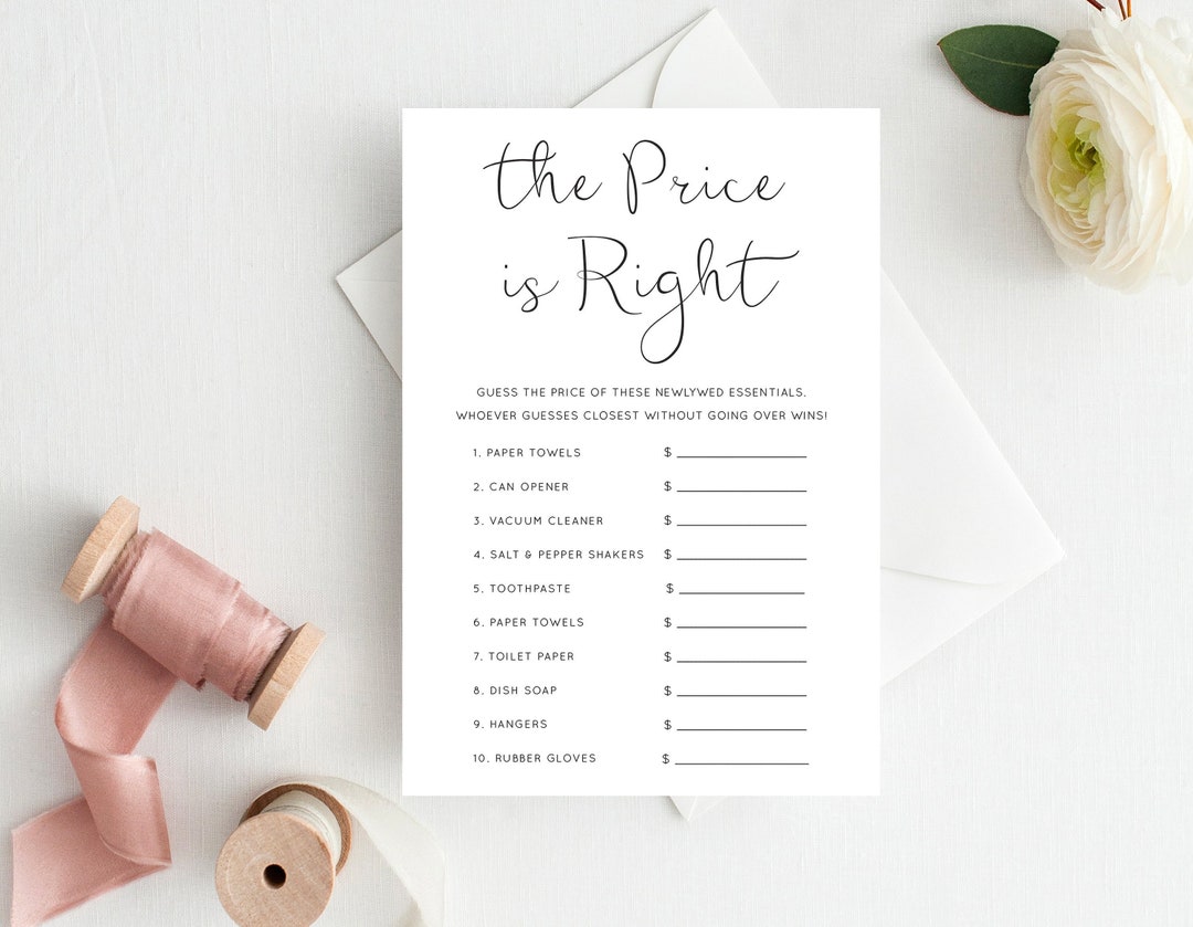 Price is Right Game Bridal Shower Price is Right Bridal - Etsy