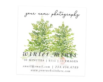 Christmas Tree Farm Session, Winter Mini Session Marketing Board, Winter Minis, Winter Photography Marketing, Photography Marketing Template