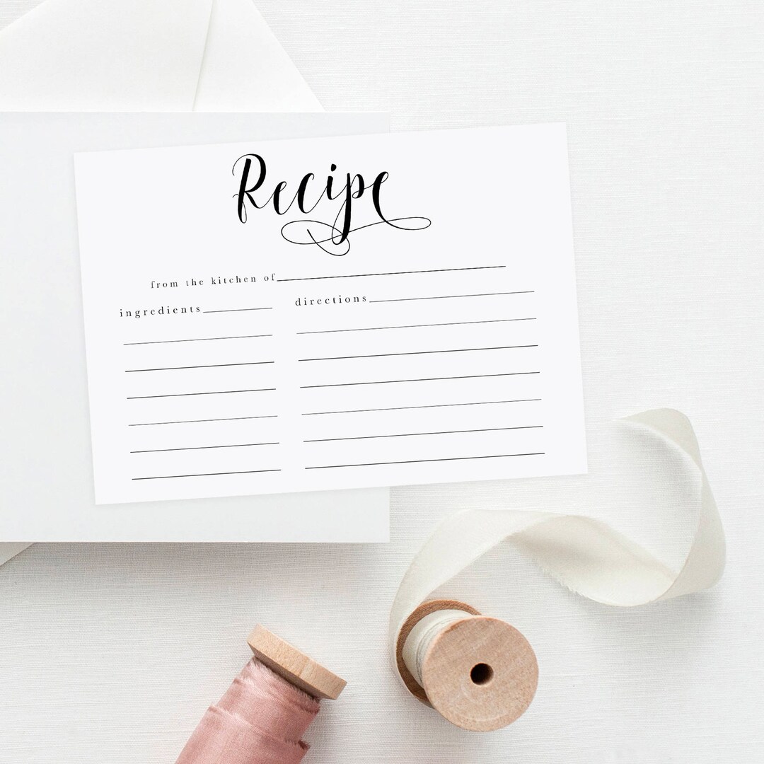 Printable Recipe Card, Recipe Card Printable, Printable Bridal Shower Game, Recipe Cards, Bridal ...