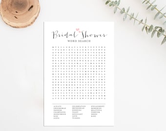 Bridal Shower Word Search, Wedding Word Search, Printable Bridal Shower Game, Printable Wedding Game, Printable Word Search