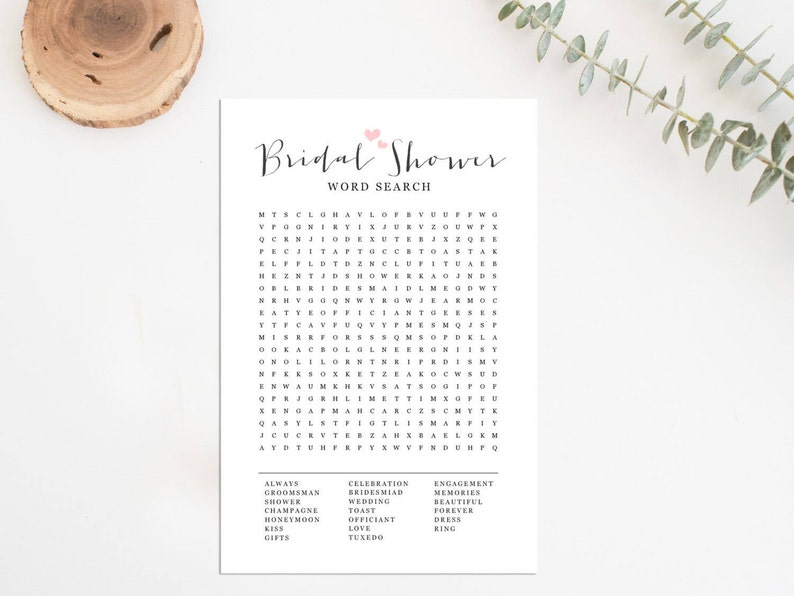 Bridal Shower Word Search Wedding Word Search Printable - Etsy