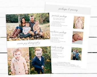 Photography Pricing Template, Family Session Marketing Board, Pricing Guide Template, Price List Photoshop Template, Photographer Price List