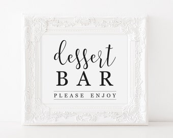 Printable Dessert Bar Sign, Dessert Table, Printable Dessert Sign, Wedding Refreshment Sign, Dessert Table Sign