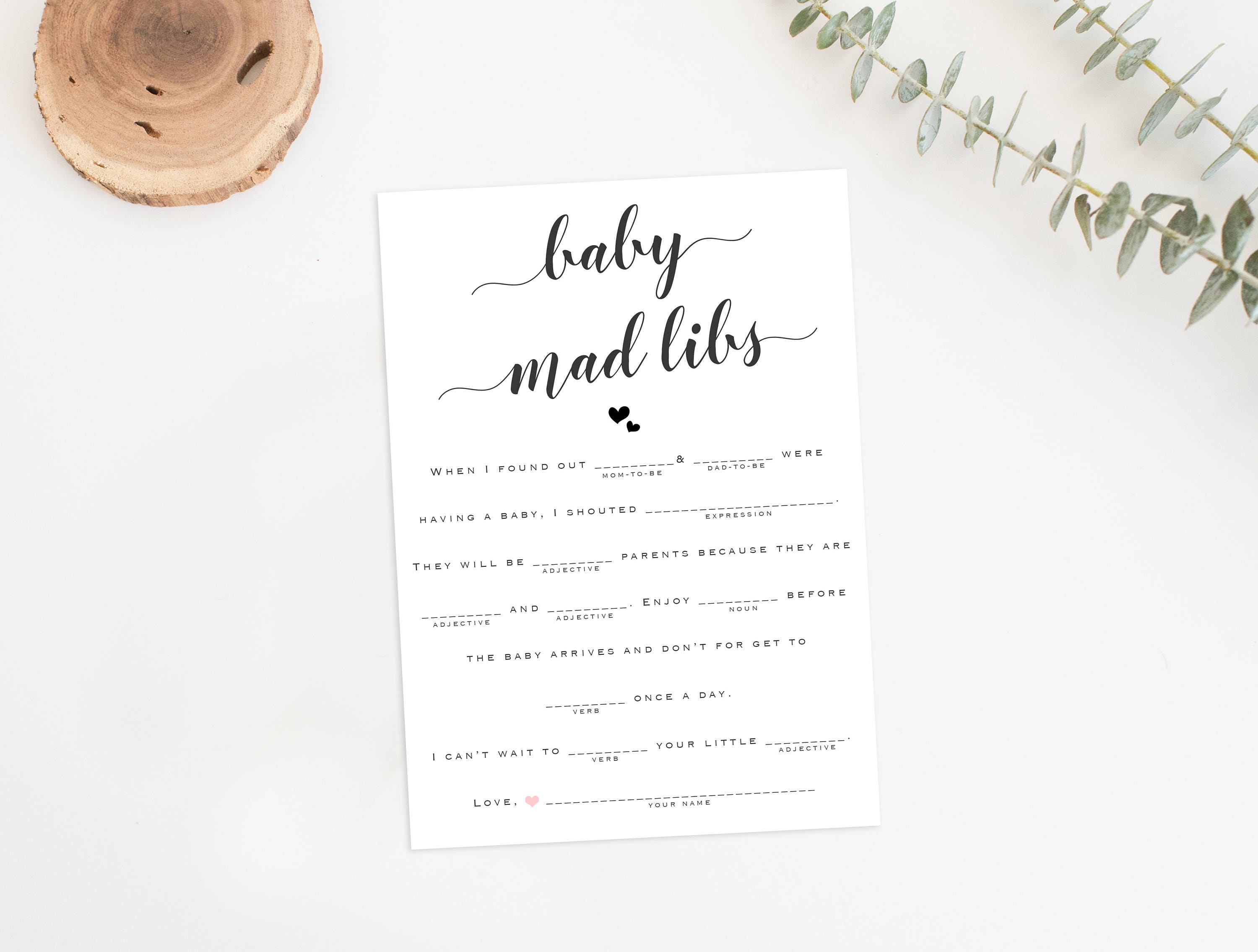 Baby Shower Mad Libs Printable Baby Shower Game Baby Shower | Etsy