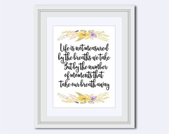 Life Is Not Measured Motivational Inspirational Positive Quote Poster Print Wall