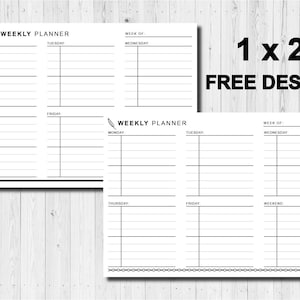 Weekly Planner Printable Minimalist Black White Blank Etsy