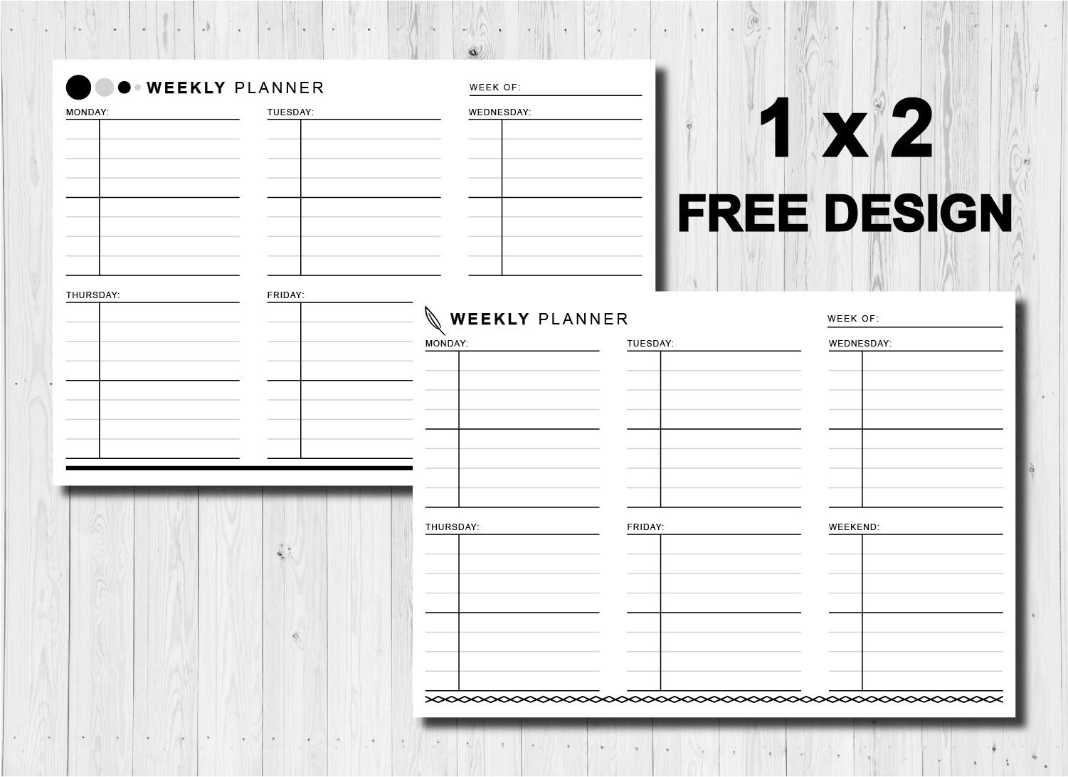 printable weekly planner blank weekly calendar minimalist etsy