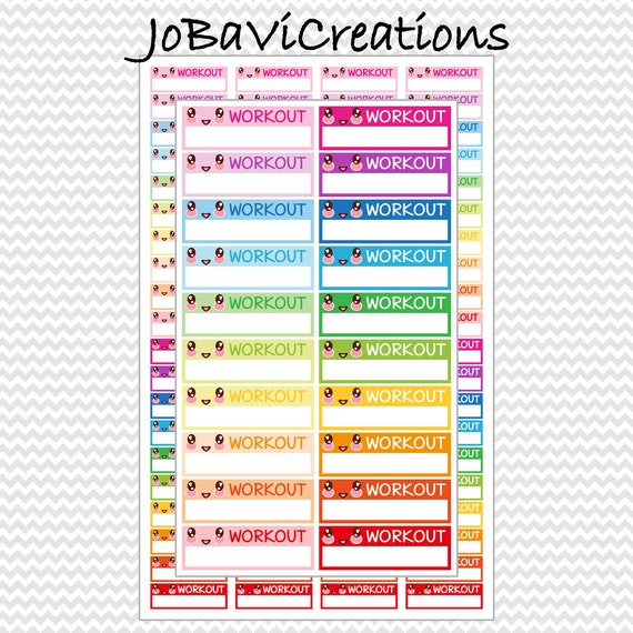 Working Out Notes Kawaii Work Out Notes Stickers Planner Printable EC - ECLP Erin Condren ...