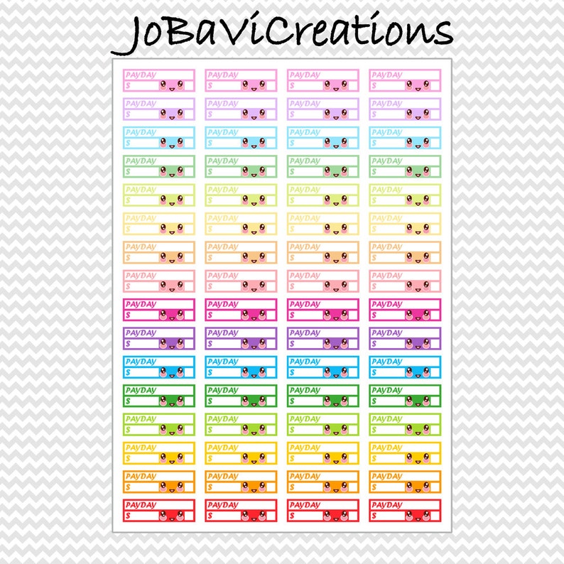 Download Kawaii Payday Planner Stickers Printable Pastel and Bright ...