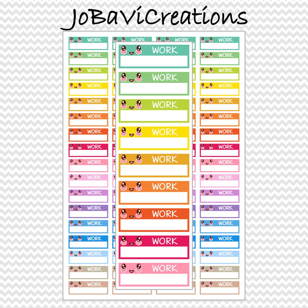 Work Labels Printable Kawaii Work Labels Printable Planner Stickers. Printable - Etsy Australia