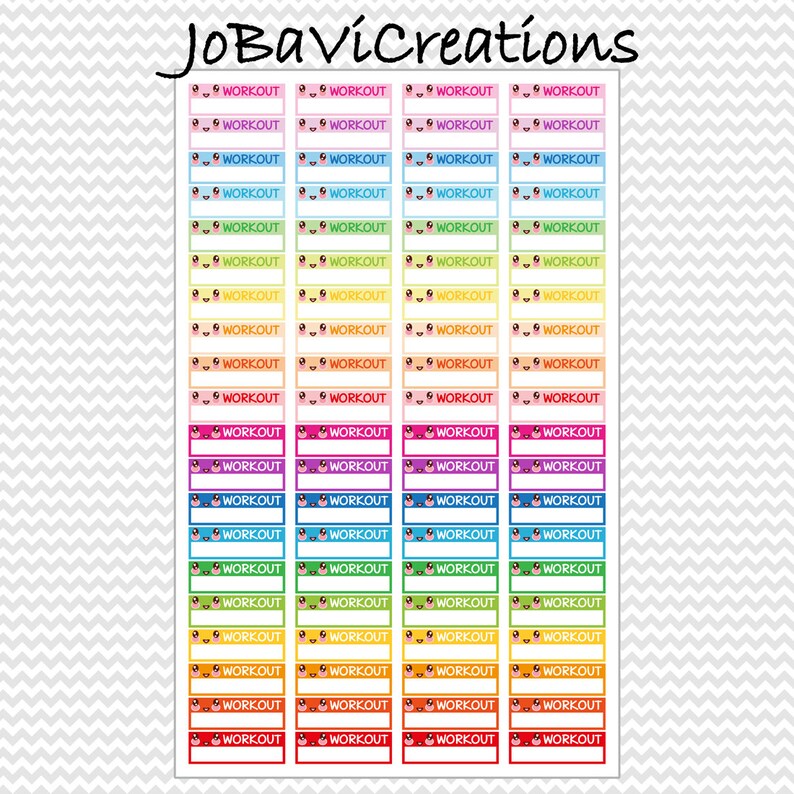 printable kawaii workout stickers workout planner stickers