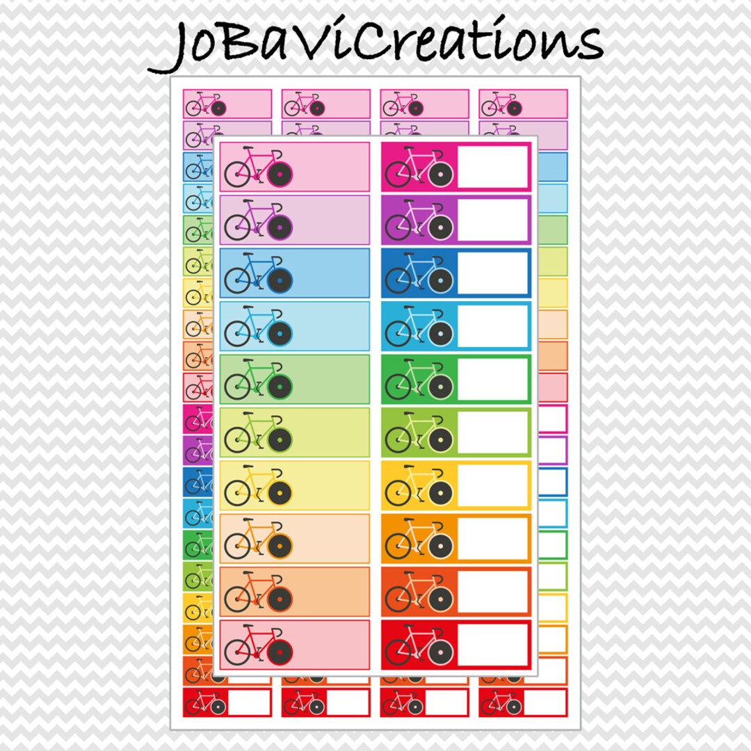 Glam Planner Stickers Printable: Bike Bicycle Labels. Erin Condren Life ...