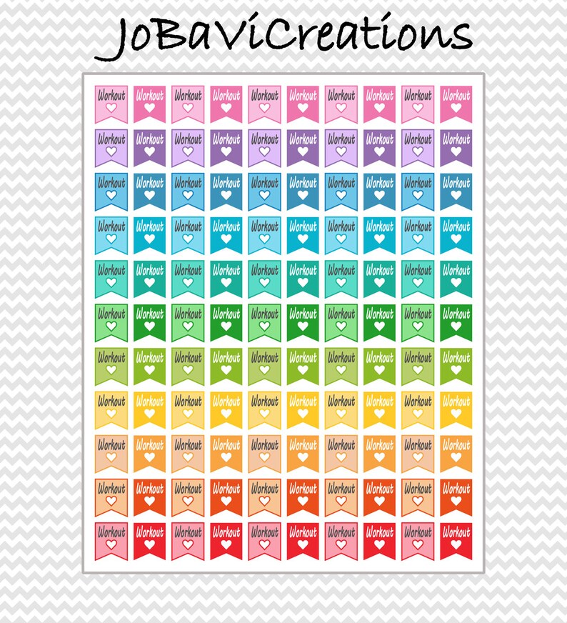 workout flag stickers planner printable workout banner etsy