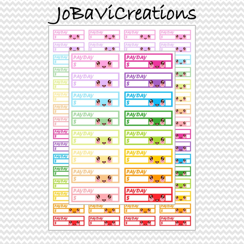 Download Kawaii Payday Planner Stickers Printable Pastel and Bright ...